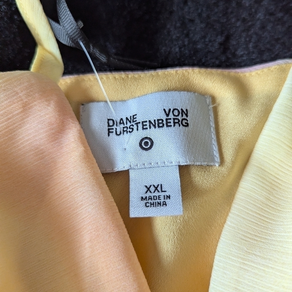 NWT Diane Von Furstenburg Yellow Tie Dye Tank XXL - Picture 3 of 6
